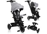 Triciclo E Passeggino Multifunzionale Lionelo Berry Da 9 Mesi A 5 Anni Fino A 25 Kg Grandi Ruote In Pu, Sedile Girevole A 360° Grigio