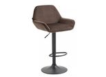 In And Outdoormatch Sgabello Da Bar In Velluto Cleora - Marrone - Regolabile In Altezza - Set Di 1 - Altezza Seduta 63-83 Cm - Con Schienale - Per Cucina E Bar - Sgabelli Da Bar Ergonomici
