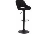 In And Outdoormatch Sgabello Hipo Nero - Tessuto - Altezza Seduta 60-81Cm - Sgabelli Ergonomici - Altezza Regolabile - Set Di 1 - Con Schienale - Per Cucina E Bar