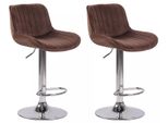 In And Outdoormatch Sgabello Da Bar Spencer - Cromo Marrone - Altezza Seduta 60-82 Cm - Set Di 2 - Regolabile In Altezza - Per Cucina E Bar - Con Schienale - Sgabelli Da Bar Ergonomici