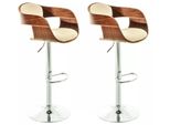 In And Outdoormatch Sgabello Tyrique - Marrone - Cromo - Design Moderno - Set Di 2 - Schienale - Poggiapiedi - Per Cucina E Bar - Seduta Imbottita - Similcuoio