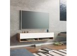 In And Outdoormatch Mobile Tv Cody - Mobile Tv - Mobile Tv - 2 Vani Portaoggetti - 140 X 31,5 X 29,5 Cm - Colori Legno E Bianco - Mobile Decorativo