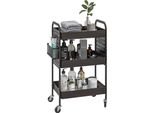 Carrello Homcom, Carrello Di Servizio Con 3 Ripiani, 2 Cestini Per Appendere, Carrello Portaoggetti Con Maniglia, Carrello Da Cucina, Carrello Laterale Per Cucina, Soggiorno, Acciaio, Nero