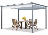 Primeyard Pergola 3X4 M Gazebo Da Giardino Con Tetto Scorrevole Grigio - Struttura In Acciaio