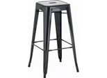 In And Outdoormatch Sgabello Da Bar Lavonne - Senza Schienale - Set Di 1 - Ergonomico - Sgabelli Da Bar Per Cucina O Mensa - Nero - Metallo - Altezza Seduta 77Cm