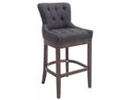 In And Outdoorsgabello Da Bar Lonnie - Stile Chesterfield - Grigio - Tessuto - Gambe In Legno Antico - Altezza Seduta 74 Cm - Con Schienale E Poggiapiedi - Con Chiodi In Ottone - Deluxe