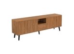 Mobile Tv In And Outdoormatch Estefania - Push And Open - 140 X 30 X 45,5 Cm - Colori Legno E Nero - Truciolato E Legno - Design Elegante