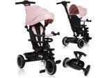 Triciclo E Passeggino Multifunzionale Lionelo Berry Da 9 Mesi A 5 Anni Fino A 25 Kg Grandi Ruote In Pu, Sedile Girevole A 360° Rosa