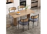 Flieks Sedia Da Pranzo In Rattan Set Di 4 Sedie Da Sala Da Pranzo Con Gambe In Metallo, Sedie Da Soggiorno Imbottite Con Rivestimento In Velluto, Sedia Da Pranzo Sedia Da Cucina, Grigio