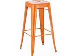 In And Outdoormatch Sgabello Da Bar Hanna - Senza Schienale - Set Di 1 - Ergonomico - Sgabelli Da Bar Per Cucina O Mensa - Arancione - Metallo - Altezza Seduta 77Cm