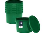 Benbow Secchio Con Coperchio 0,5L X5 Verde - Sicuro Per Gli Alimenti, Robusto, Ermetico, A Prova Di Perdite, Inodore - Secchio In Plastica Con Manico - Vuoto