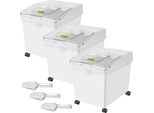 Vevor Contenitore Per Farina E Riso Capacità 25 Kg, 3 Pezzi Scatola Di Stoccaggio Cucina 35,5 X 50 X 45 Cm, Tripla Scatola Di Stoccaggio 14 X 19,7 X 17,7 Pollici Bianco Di Stoccaggio Per Cereali E Altri Prodotti Secchi