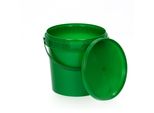 Benbow Secchio Con Coperchio 1L X3 Verde - Secchio Per Alimenti, Robusto, Ermetico, A Tenuta Stagna, Inodore - Secchio In Plastica Con Manico - Vuoto