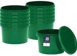 Secchio Benbow Con Coperchio 0,5L X10 Verde - Sicuro Per Gli Alimenti, Robusto, Ermetico, A Prova Di Perdite, Inodore - Secchio In Plastica Con Manico - Vuoto