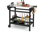 Carrello Barbecue Costway Resistente Alle Intemperie, Tavolo Da Barbecue Con Vassoio Per Le Spezie, Portabottiglie, Maniglia, 2 Ruote, Piano Di Lavoro In Acciaio Inox, Carrello Di Servizio