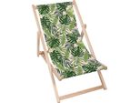 Lettino Pieghevole In Legno Dreamroots, Fino A 130 Kg, Lettino Pieghevole Con Regolazione Dell'inclinazione Dello Schienale In 3 Fasi, Tropical Jungle Leaves