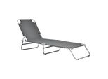 In And Outdoormatch Lettino Brooks - Lettino - 186X55X24 Cm - Grigio Scuro E Argento Opaco - Con Cinghie Di Trasporto