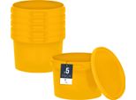 Secchio Benbow Con Coperchio 0,5L X5 Giallo - Sicuro Per Gli Alimenti, Robusto, Ermetico, A Prova Di Perdite, Inodore - Secchio In Plastica Con Manico - Vuoto
