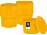 Secchio Benbow Con Coperchio 0,5L X10 Giallo - Sicuro Per Gli Alimenti, Robusto, Ermetico, A Prova Di Perdite, Inodore - Secchio In Plastica Con Manico - Vuoto