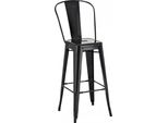 In And Outdoormatch Sgabello Ralph - Con Schienale - Set Di 1 - Ergonomico - Sgabelli Per Cucina O Mensa - Nero - Metallo - Altezza Seduta 77Cm