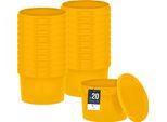 Secchio Benbow Con Coperchio 0,5L X20 Giallo - Sicuro Per Gli Alimenti, Robusto, Ermetico, A Prova Di Perdite, Inodore - Secchio In Plastica Con Manico - Vuoto