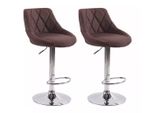 In And Outdoormatch Sgabello Kay - Marrone - Cromo - Design Moderno - Set Di 2 - Schienale - Poggiapiedi - Per Cucina E Bar - Seduta Imbottita