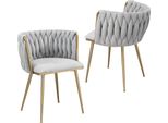 Fortuna-Lai Sedie Per Sala Da Pranzo Set Di 2 Sedie Da Cucina Imbottite Poltrona Da Soggiorno Con Schienale, Lino, Gambe In Metallo, Fino A 120 Kg, Grigio Chiaro