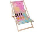 Lettino Dreamroots Pieghevole In Legno, Fino A 130 Kg, Lettino Pieghevole Con Regolazione Dell'inclinazione Dello Schienale In 3 Fasi, Pennellate Colorate