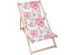 Lettino Dreamroots Pieghevole In Legno, Legno Di Faggio Fino A 130 Kg, Lettino Pieghevole Con Regolazione Dell'inclinazione Dello Schienale In 3 Fasi, Rose Garden