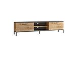 In And Outdoormatch Mobile Tv Lucio - 160 X 35 X 39 Cm - Colori Legno E Antracite - Truciolato E Acciaio - Design Elegante
