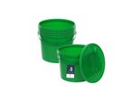Secchio Benbow Con Coperchio 10L X5 Verde - Sicuro Per Gli Alimenti, Robusto, Ermetico, A Prova Di Perdite, Inodore - Secchio In Plastica Con Manico - Vuoto