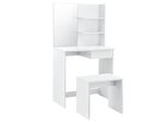 In And Outdoormatch Tavolino Amalia - Con Sgabello E Specchio - 141 X 75 X 397 Cm - Bianco - Truciolato - Design Elegante