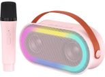 Altoparlante Portatile P6, Altoparlante Wireless, Altoparlante Karaoke, Altoparlante Hifi 10W, Effetto Luce Led, Bluetooth 5.3, Microfono Singolo, Rosa