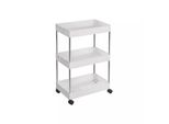 In And Outdoormatch Carrello A 3 Livelli Lucas - Carrello Da Cucina - Scaffale A Nicchia - Su Rotelle - Salvaspazio - Cucina - Scaffale Da Bagno - Soggiorno - Ufficio - 40 X 22 X 60 Cm - Bianco