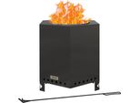 Ciotola Per Fuoco Outsunny, Fuoco Da Tavolo Senza Fumo, Pozzo Di Fuoco Con Attizzatoio, Cesto Per Il Fuoco Per Giardino, Campeggio, Terrazza, Metallo, Nero