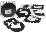 Morbido Tappeto Puzzle In Schiuma Eva Educativa A Contrasto, Bianco E Nero, 19 Pezzi.