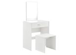 In And Outdoormatch Tavolo Da Toilette Destinee - Con Sgabello E Specchio - Tavolo Da Toilette - 132 X 63 X 39 Cm - Bianco - Truciolato - Look