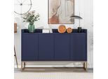 Credenza, Cassettiera Con Ripiani Regolabili E Struttura In Metallo Dorato, Cassettiera A 4 Ante, Credenza, Buffet, Larghezza: 120Cm