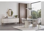 Elegante Set Per Sala Da Pranzo Grande Tavolo Da Pranzo 4X Sedie Credenza Specchio