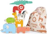 Gioco Di Impilamento In Legno Mentari Safari - Blocchi Animali Educativi Per Bambini