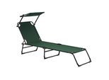 Lettino In And Outdoormatch Penelope - Con Tettuccio Parasole - 187 X 53 X 27 Cm - Verde Scuro - Acciaio E Pvc - Look