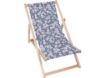 Lettino Pieghevole In Legno Dreamroots, Fino A 130 Kg, Lettino Pieghevole Con Regolazione Dell'inclinazione Dello Schienale In 3 Fasi, Small Violet Flowers