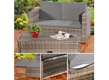 Divano Da Giardino Poggiapiedi Lounge Polyrattan Mobili Da Esterno Set Di Sedute Set Divani Grigio