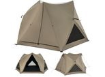Costway Tenda Pop-Up Per 4-6 Persone, Tenda Da Campeggio Con Tettoia, Lucernario, 3 Porte, 3 Finestre E Telo Di Protezione, Tenda Familiare Impermeabile