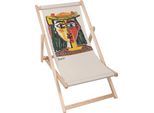 Lettino Dreamroots Pieghevole In Legno, Fino A 130 Kg, Lettino Pieghevole Con Regolazione Dell'inclinazione Dello Schienale In 3 Fasi, Picasso Abstract