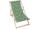 Sdraio Dreamroots Pieghevole In Legno Fino A 130 Kg, Sdraio Pieghevole Con Regolazione Dell'inclinazione Dello Schienale In 3 Fasi, Motivo Herbal Leaves