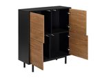 In And Outdoormatch Cassettiera Arvid - 93 X 80 X 30 Cm - Colori Nero E Legno - Truciolare E Metallo - Design Moderno