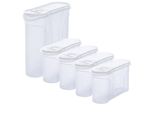 Novaliv Barattoli Sfusi 5Er Sparset Barattoli Per Aspersione (1X 4 Litri E 4X 1 Litro) Barattoli Con Coperchio Per Muesli Farina Zucchero Barattoli Organizzatore Cucina Scatola Cibo Preparazione Pasti Scatole Di Stoccaggio Cucina