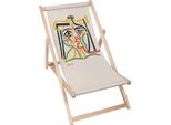 Lettino Pieghevole In Legno Dreamroots, Fino A 130 Kg, Lettino Pieghevole Con Regolazione Dell'inclinazione Dello Schienale In 3 Fasi, Picasso Abstract 3
