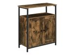 In And Outdoormatch Cassettiera Breanna - 79 X 60 X 30 Cm - Colore Nero E Legno - Truciolato E Ferro - Look Moderno